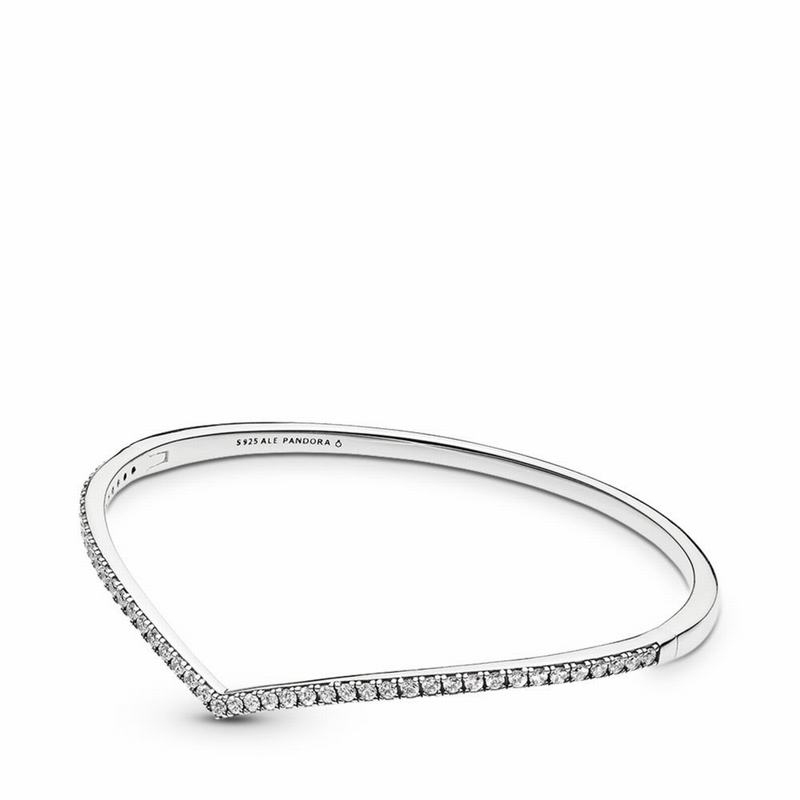 Pandora Shimmering Wish Bangle Bracelet Ireland - Sterling Silver/Cubic Zirconia - 023517GED